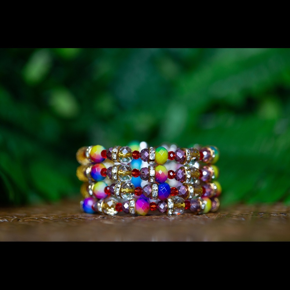 Rondelle bead wire wrap bracelet